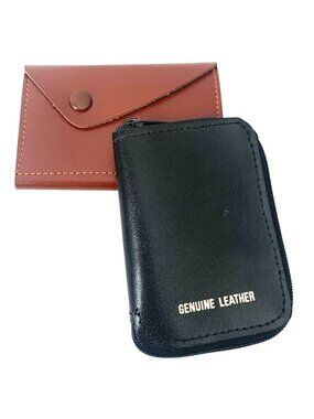 2 Zippered Key Holder Wallet with Hooks for Organizing Keys Vintage Leather
